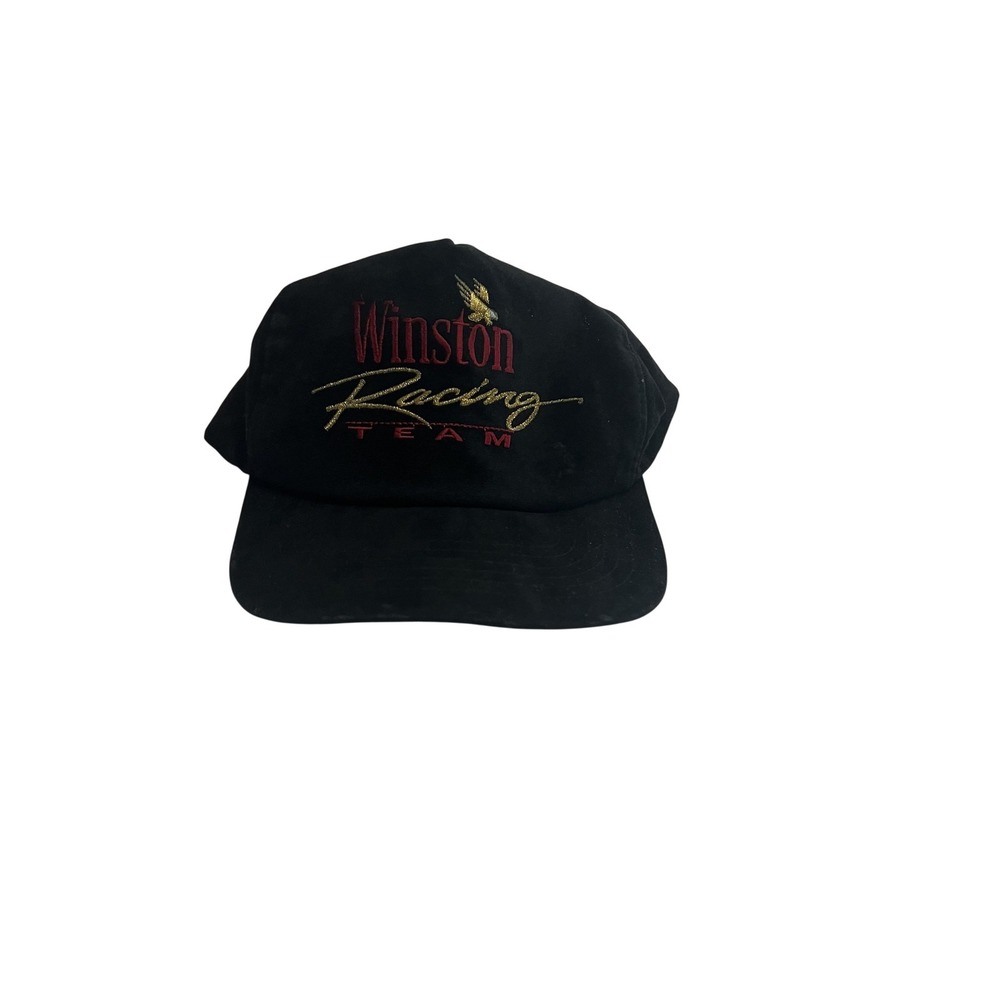 Vintage Winston Racing Team Hat Cap Snap Back One Size‎ Black Mens NASCAR 90s